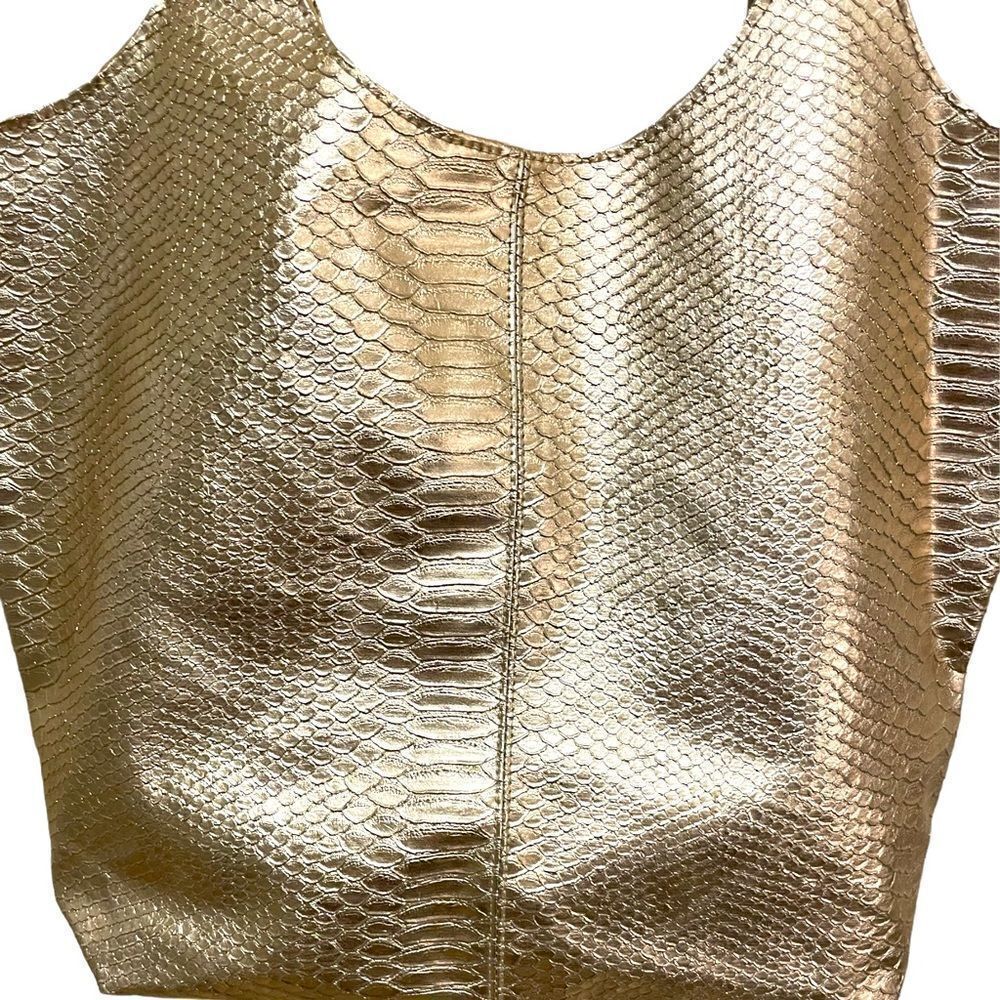 NEIMAN MARCUS Gold Python Embossed Tote - Picture 3 of 10